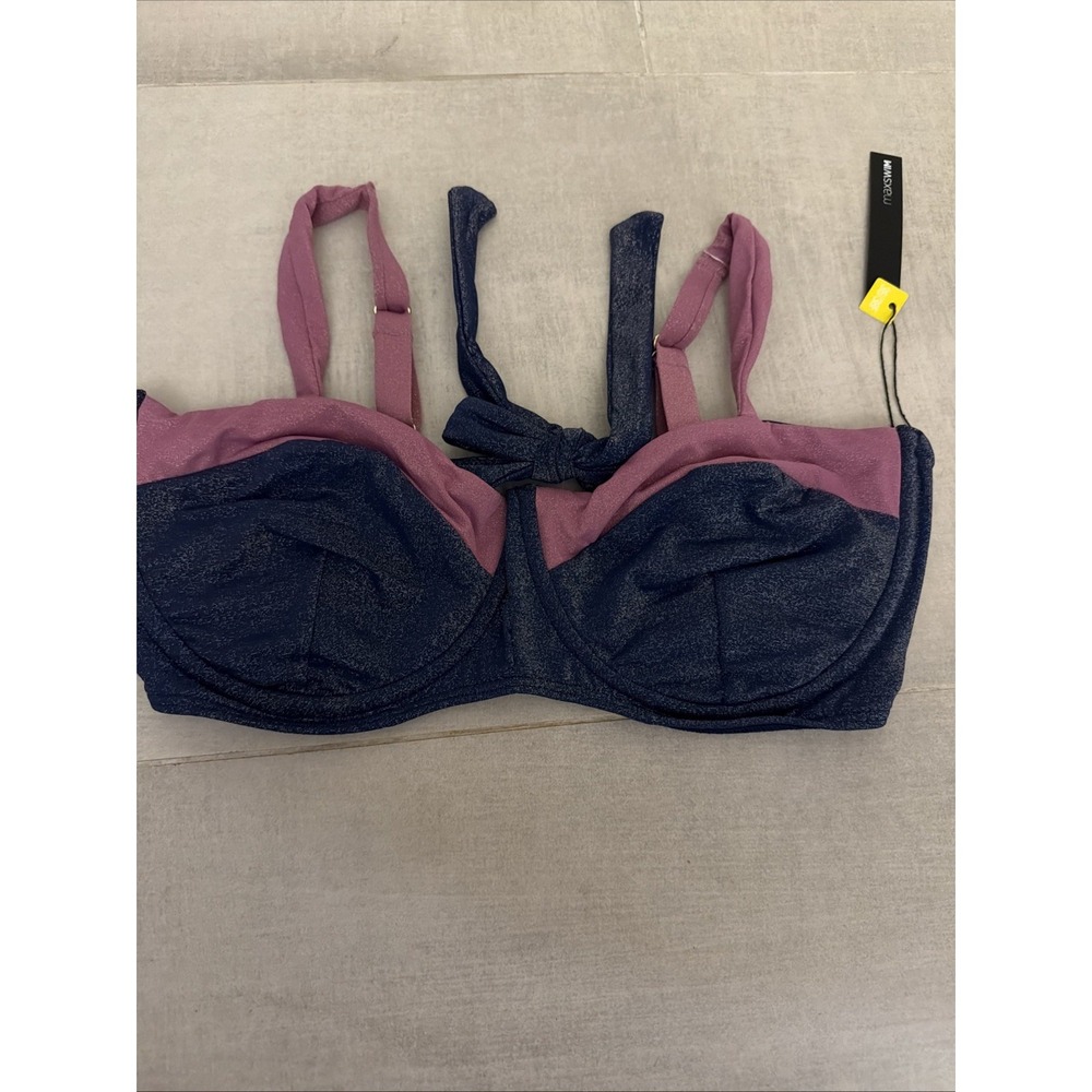 Max Swim Blue Purple Sparkle Underwire Bikini Top Size 36/38F NWT